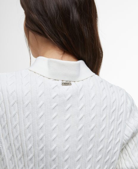 Barbour Hartland Knitted Polo Jumper — Cloud