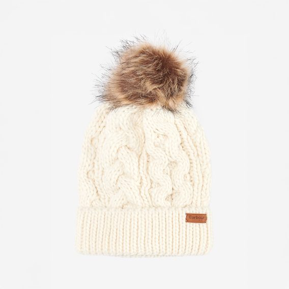 Barbour Penshaw Cable-Knit Beanie — Cloud