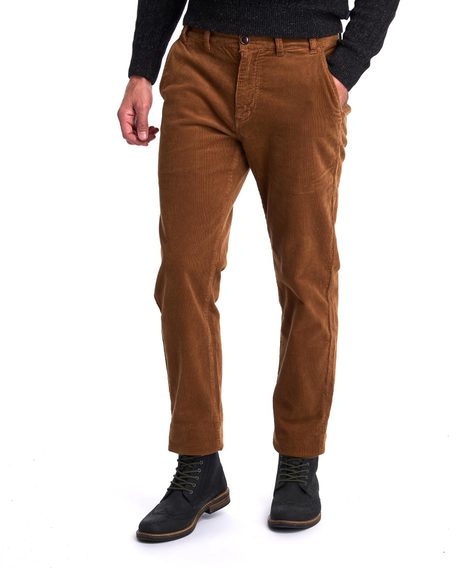 Barbour Neuston Stretch-Cord Trousers — Dark Honey