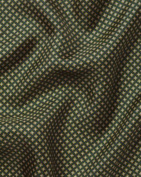 Charles Tyrwhitt Silk Geo Print Pocket Square — Dark Green