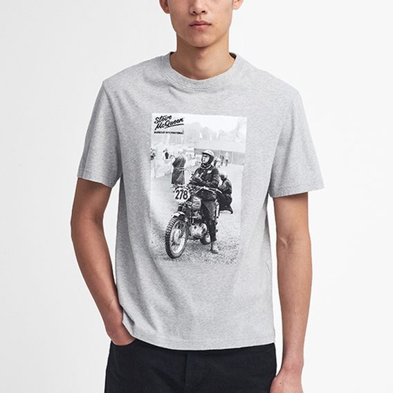 Barbour International Lucas Graphic T-Shirt — Grey Marl