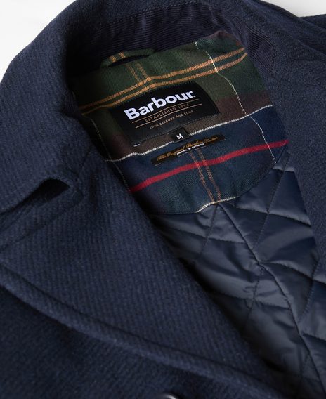 Barbour Newfield Wool Pea Coat — Navy