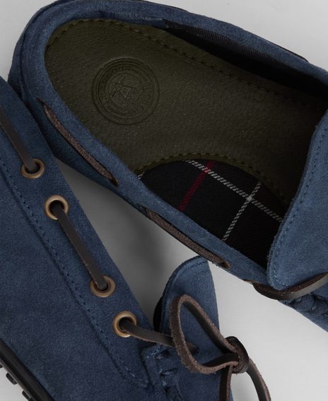 Barbour Courage Driving Shoes — Shark Blue Suede