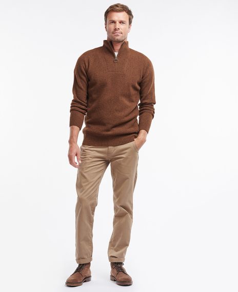 Barbour Nelson Essential Half Zip Sweatshirt — Dark Sand