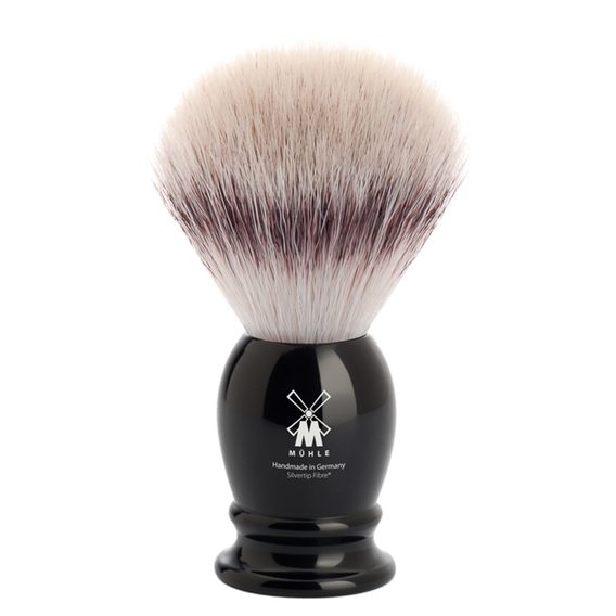 Средна четка за бръснене Mühle Classic със синтетични четинки (Silvertip Fibre®, черна смола)