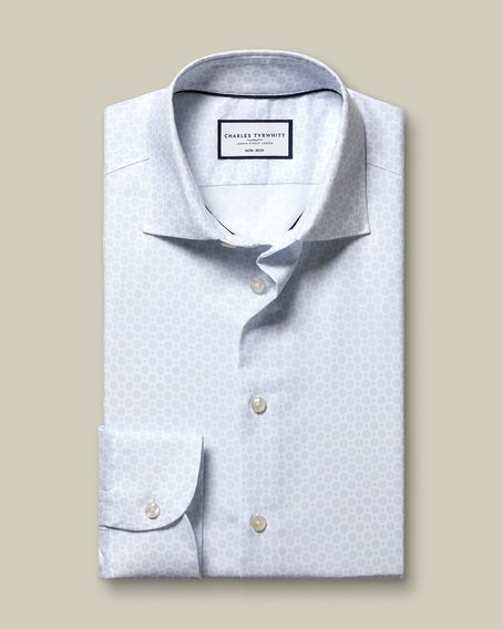 Charles Tyrwhitt Non-Iron Stretch Slim Fit Shirt — White And Sky