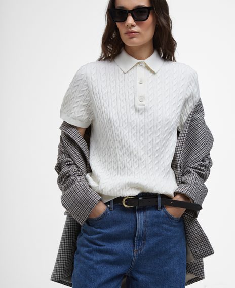 Barbour Hartland Knitted Polo Jumper — Cloud
