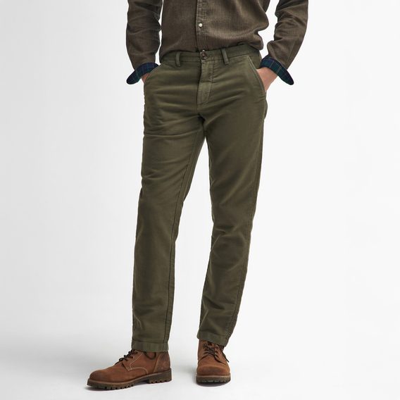 Barbour Moleskin Tailored Trousers — Dark Olive
