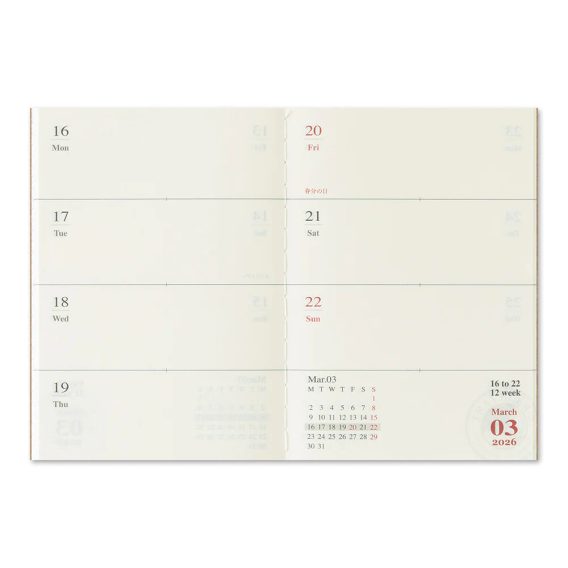 TRAVELER'S notebook — Refill 2026 Weekly (Passport)