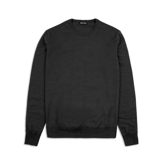 Лек пуловер от вълна мерино John & Paul - черен