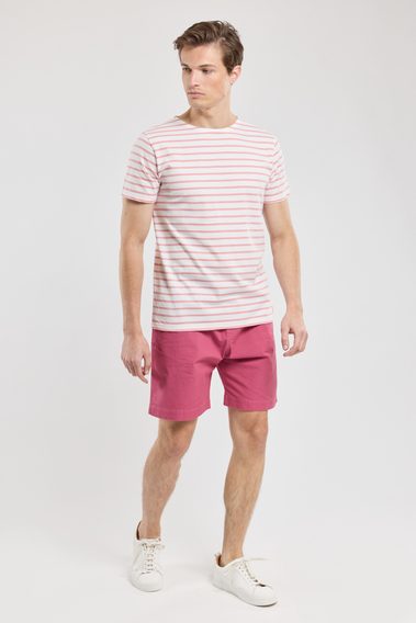 Armor Lux Short-Sleeved Breton T-Shirt — Bubblegum