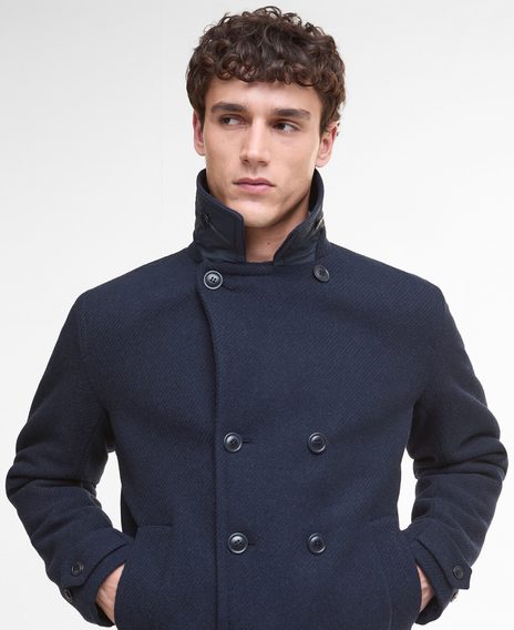 Barbour Newfield Wool Pea Coat — Navy
