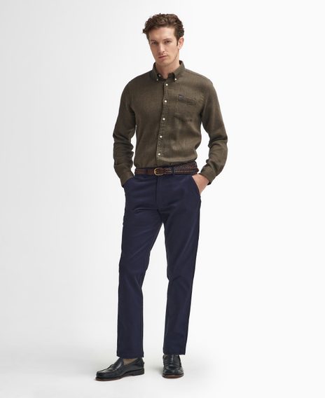 Barbour Sueded Sateen Tailored Fit Trousers — Dark Navy