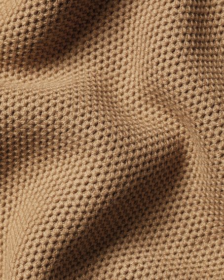 Charles Tyrwhitt Honeycomb Cotton Zip Neck Jumper — Camel