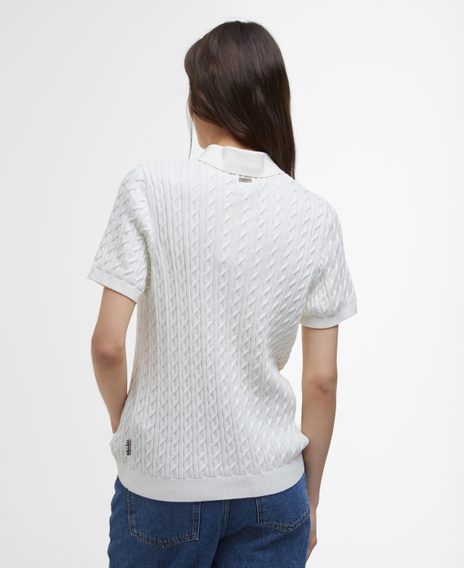 Barbour Hartland Knitted Polo Jumper — Cloud