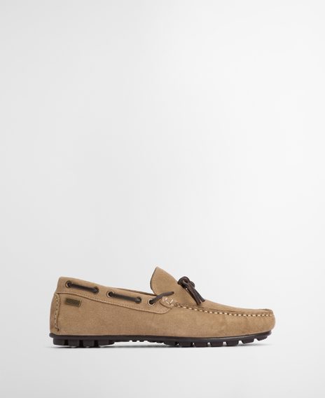 Barbour Courage Driving Shoes — Taupe Suede