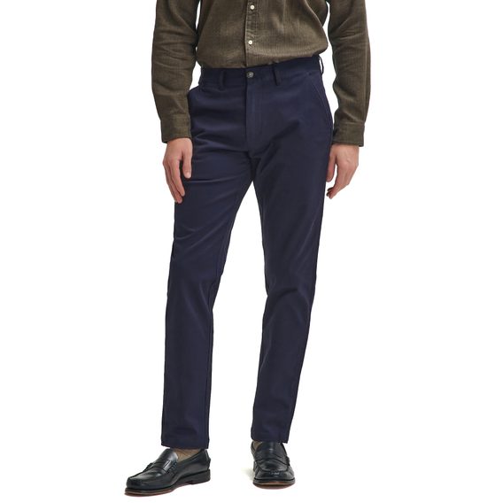 Barbour Sueded Sateen Tailored Fit Trousers — Dark Navy