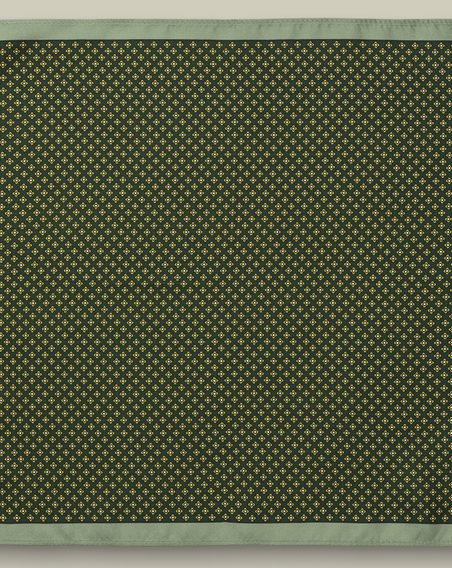 Charles Tyrwhitt Silk Geo Print Pocket Square — Dark Green