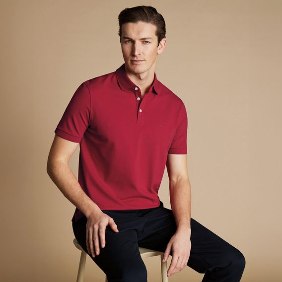 Charles Tyrwhitt Pique Polo — Red