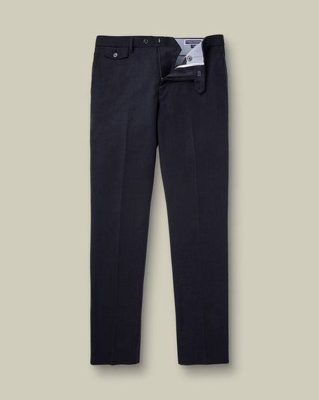 Charles Tyrwhitt Wool Stretch Trousers — Navy