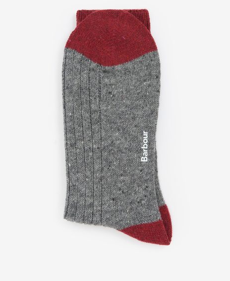 Barbour Houghton Socks — Mid Grey/Red