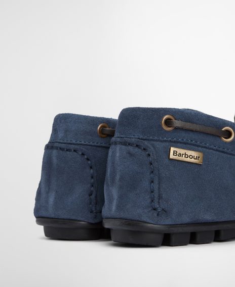 Barbour Courage Driving Shoes — Shark Blue Suede