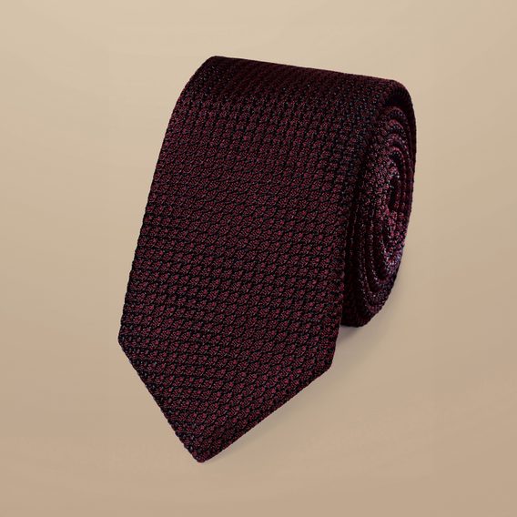 Charles Tyrwhitt Silk Grenadine Italian Tie — Maroon Red