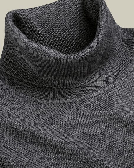 Charles Tyrwhitt Pure Merino Roll Neck Jumper — Grey
