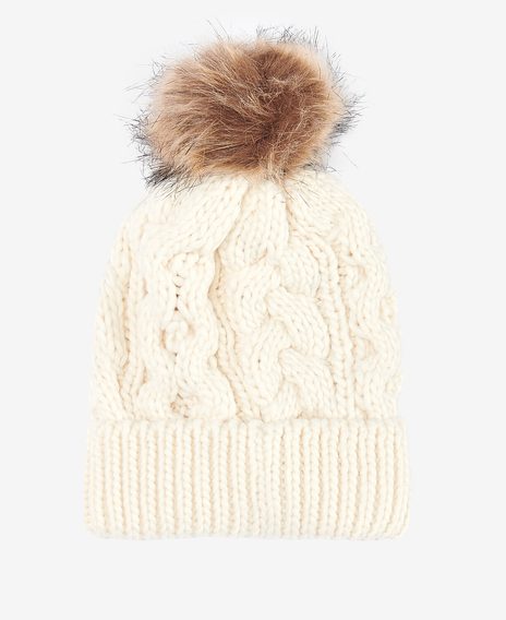Barbour Penshaw Cable-Knit Beanie — Cloud