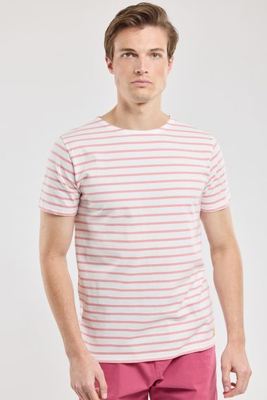Armor Lux Short-Sleeved Breton T-Shirt — Bubblegum