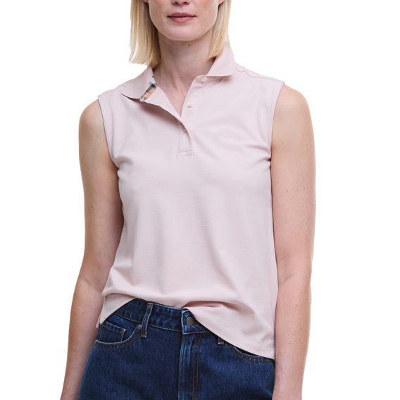 Barbour Bowford Sleeveless Polo Top — Primrose Pink