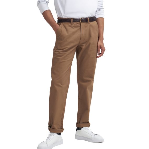 Barbour Sueded Sateen Tailored Fit Trousers — Sandstone