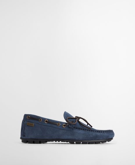 Barbour Courage Driving Shoes — Shark Blue Suede