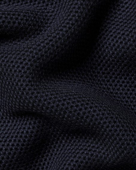 Charles Tyrwhitt Honeycomb Cotton Zip Neck Jumper — Navy