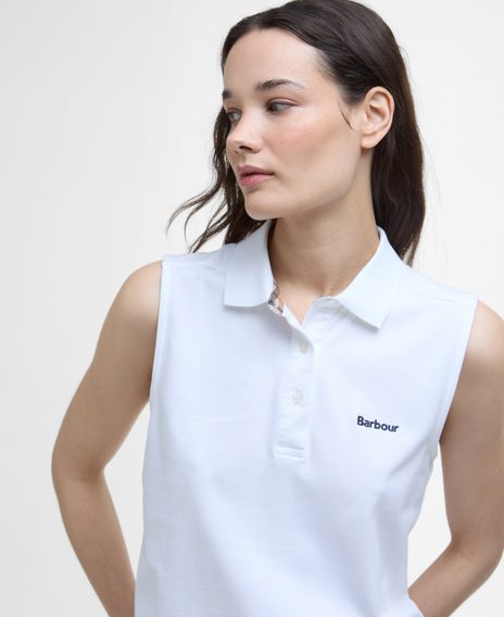 Barbour Bowford Sleeveless Polo Top — White