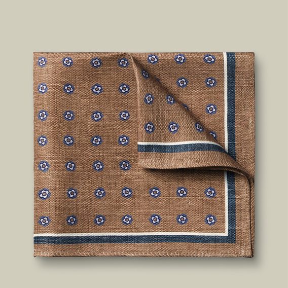 Charles Tyrwhitt Silk Linen Medallion Pocket Square — Camel