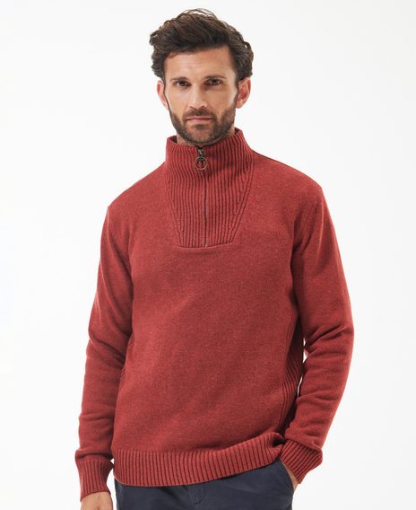 Barbour Nelson Essential Half Zip Sweatshirt — Brick Red