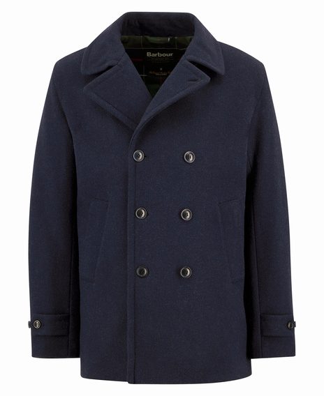 Barbour Newfield Wool Pea Coat — Navy