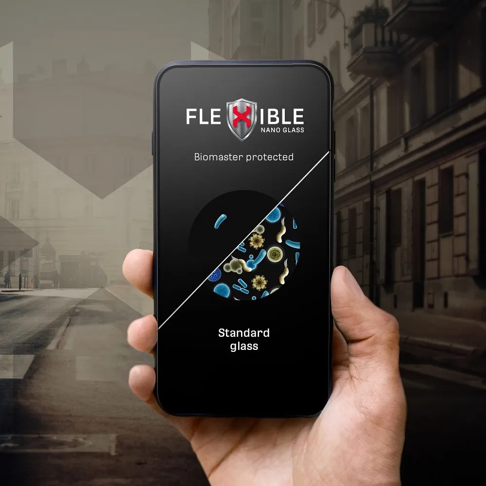 Folie De Sticlă Securizată Hibrid Forcell Flexible 5D Full Glue, IPhone 15 Plus, Neagră