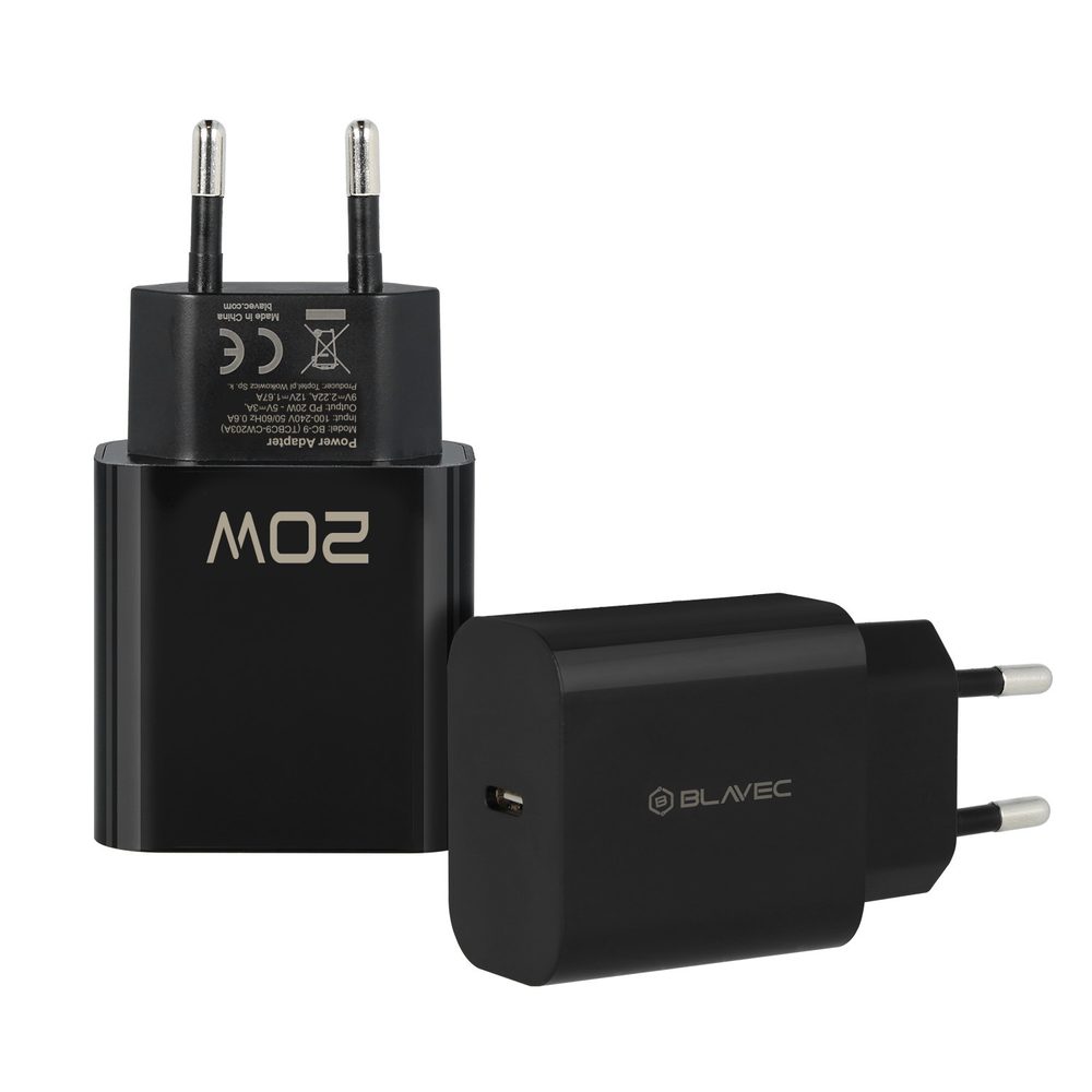 Blavec nabíjačka BC-9, PD 20W 3A, USB-C, čierna