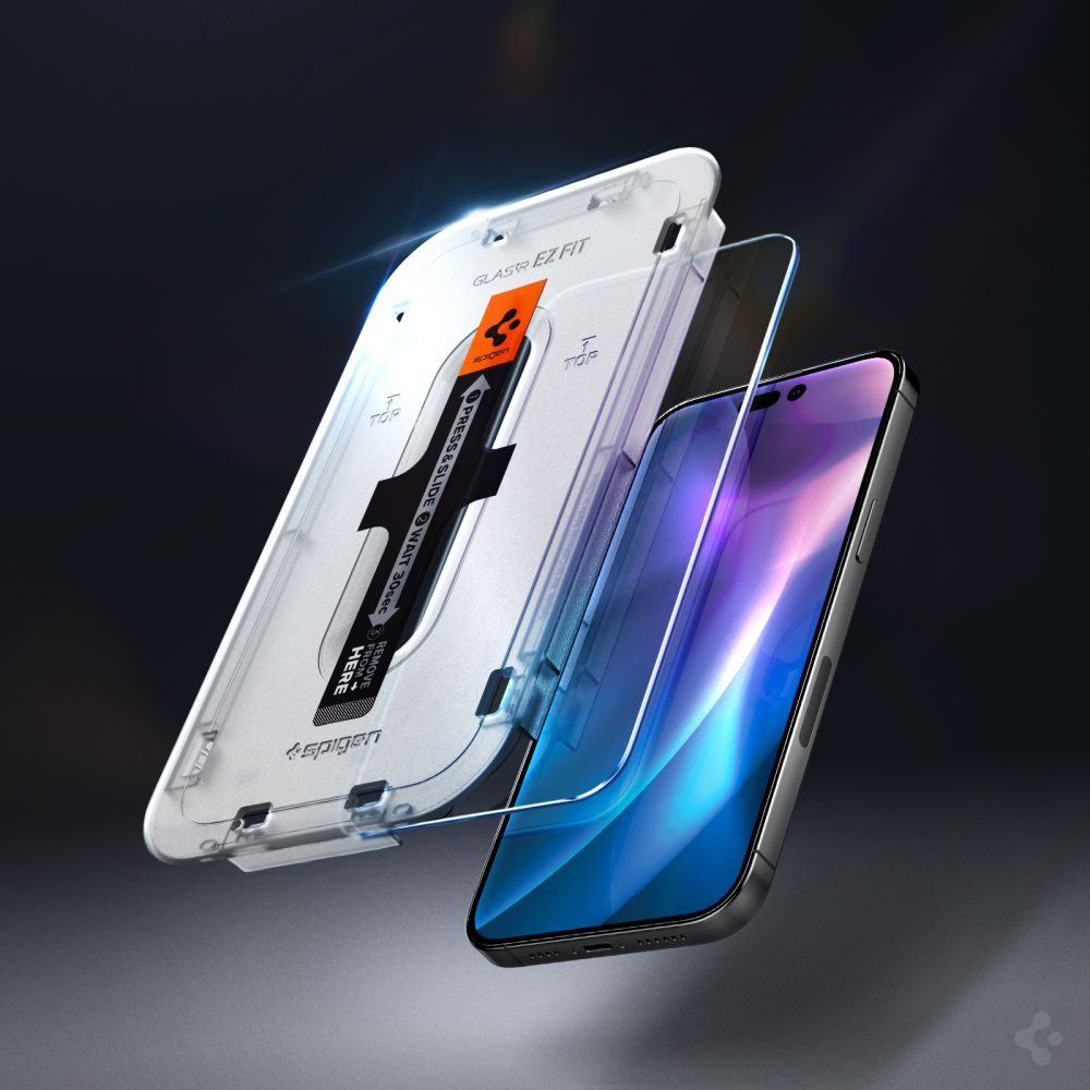 Spigen Glass.TR EZFit FC Cu Aplicator, 2 Bucăți, Folie De Sticlă Securizată, IPhone 15 Pro, Neagră