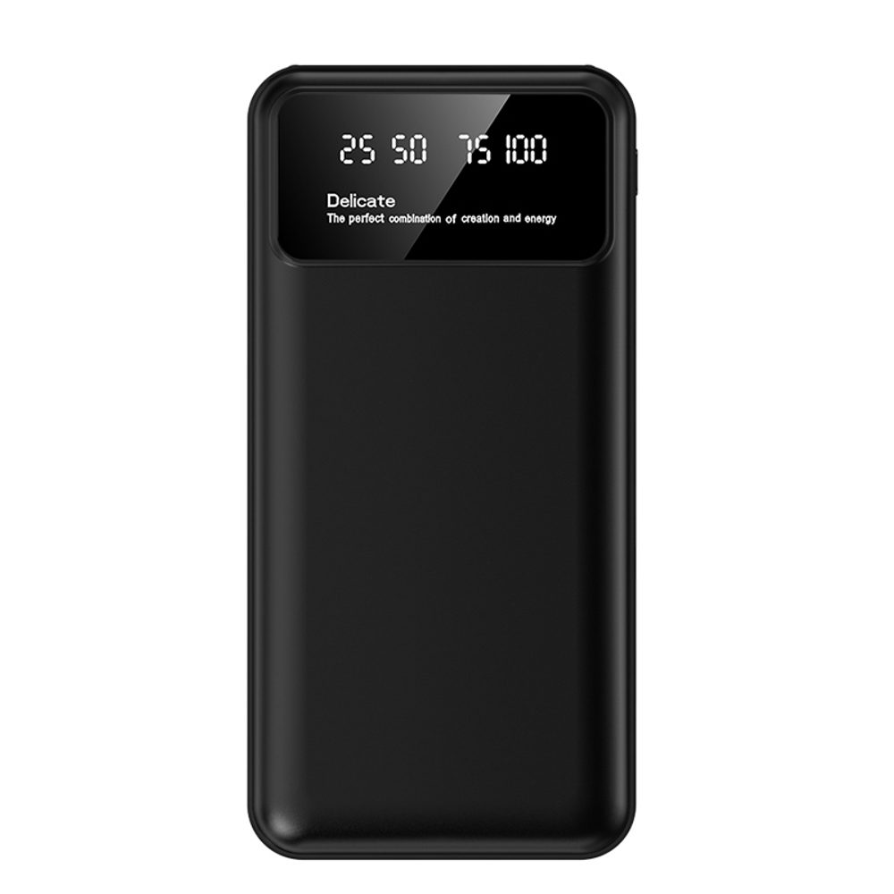 Powerbanka 10000mAh, 2x USB, 1x USB-C, s LED svetlom, čierna