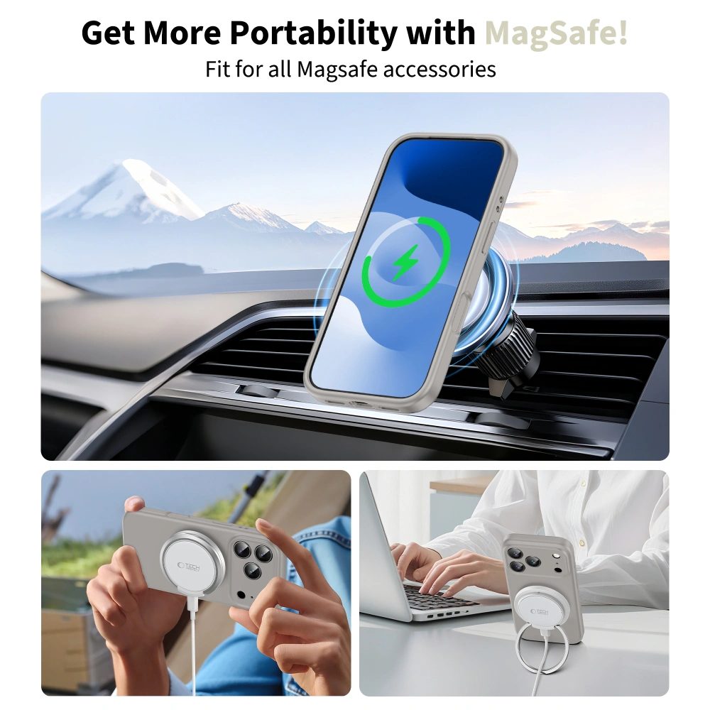Tech-Protect Silicone MagSafe, iPhone 17 Pro, šedé