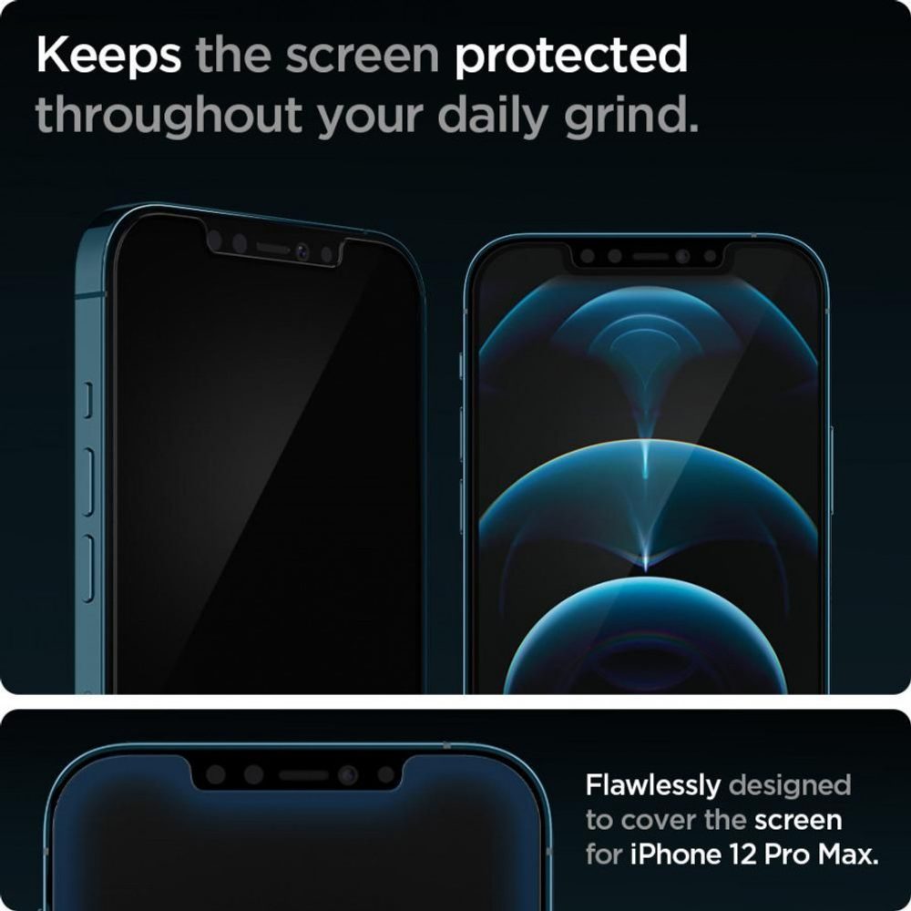 Spigen Glass.TR EZFit S Aplikátorom, 2 Kusy, Tvrdené Sklo, IPhone 12 Pro Max