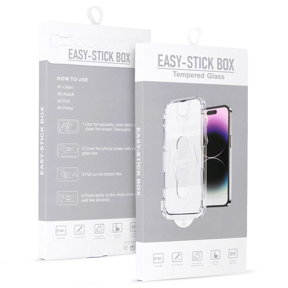 Edzett üveg Full Glue Easy-Stick Easy-Stick Applikátorral, IPhone 14 Pro