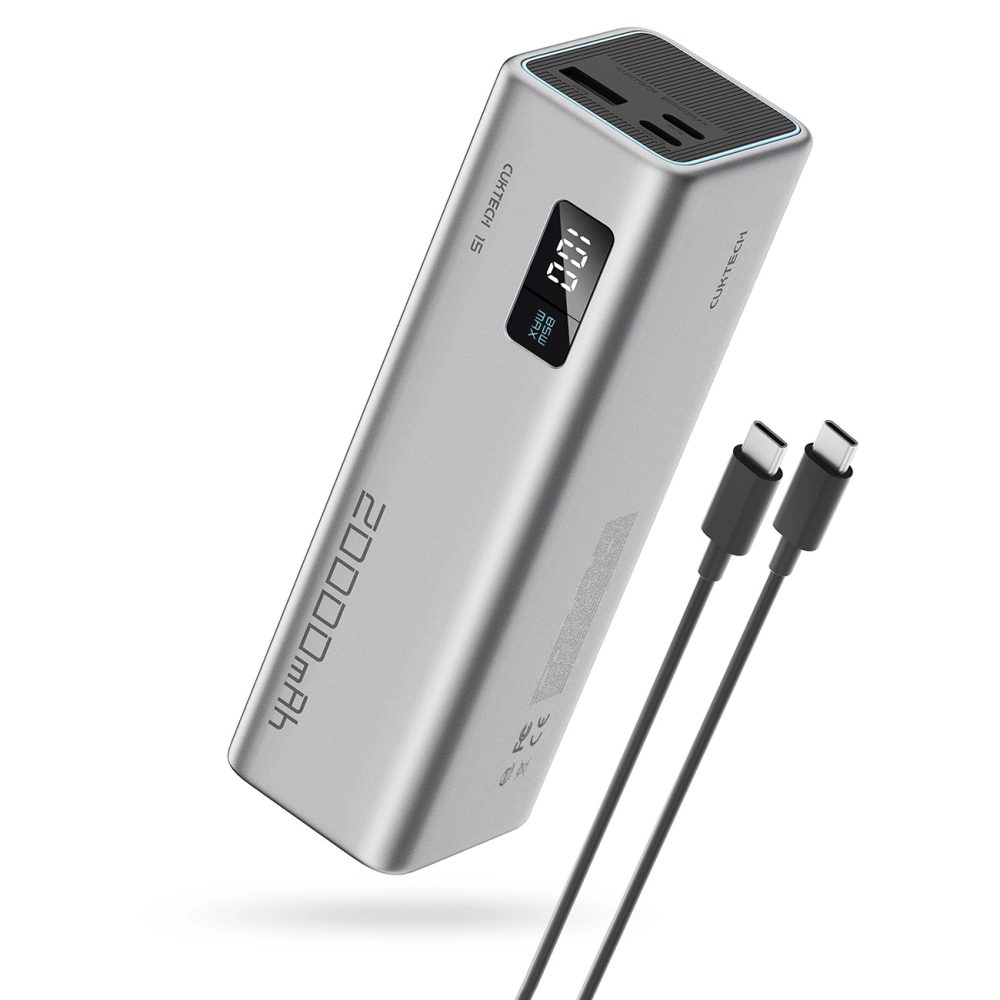Cuktech CUKP200XGLGR Powerbanka 20000mAh, 2x USB-C + USB-A, 100W, sivá