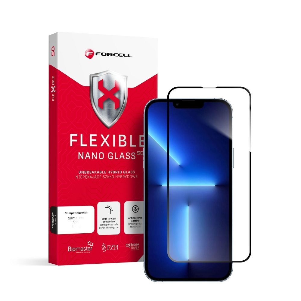 Forcell Flexible 5D Full Glue Hibrid üveg, IPhone 13 Pro Max / 14 Plus, Fekete