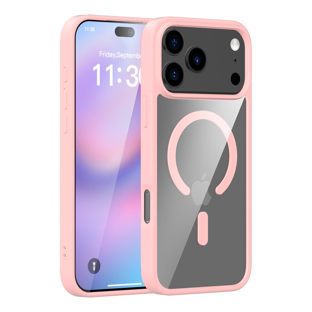 Levně JP MagFit Clear MagSafe obal s N52 magnetem, iPhone 17 Pro Max, světle růžový