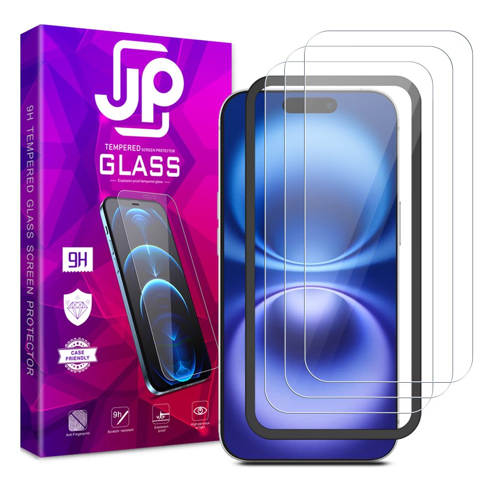JP Long Pack Tvrzených skel, 3 skla na telefon s aplikátorem, iPhone 16 Plus