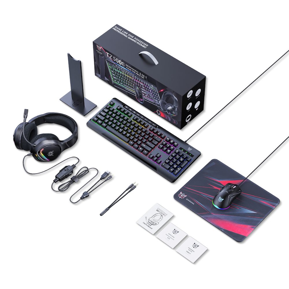 Levně Onikuma TZ5008 Herní sada 5v1, RGB klávesnice, ergonomická myš, headset a podložka pod myš